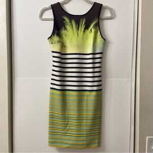 Clover Canyon Palm Tree Striped Sleeveless Dress XS